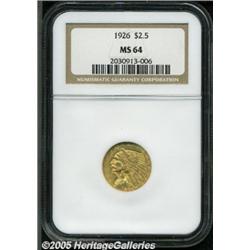 1926 $2 1/2 MS64 NGC. A shimmering orange-gold ne