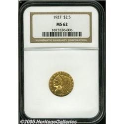1927 $2 1/2 MS62 NGC. The well struck, straw-gold