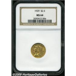 1929 $2 1/2 MS64 NGC. A lustrous and nicely struc