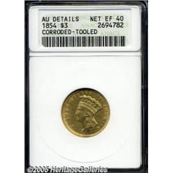 1854 $3 --Corroded, Tooled--ANACS. AU Details, Ne