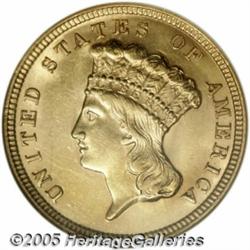 1854 $3 MS62 NGC. Always popular as the first yea