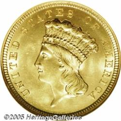 1854 $3 MS65 NGC. An extraordinary example of thi