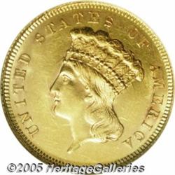 1863 $3 MS64 NGC. Perhaps 200 1863 Three Dollar g