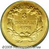 Image 2 : 1878 $3 MS61 PCGS. Deeply toned for a gold coin, 