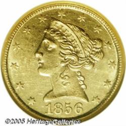 1856-D $5 MS60 NGC. Variety 33-BB, the only curre