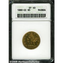 1880-CC $5 XF40 ANACS. A remarkably affordable su