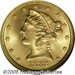 1882 $5 MS66 NGC. This is one of the finest examp