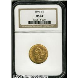 1896 $5 MS63 NGC. A better date Liberty Five, sha