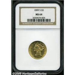 1899-S $5 MS64 NGC. This meticulously struck near
