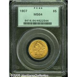 1907 $5 MS64 PCGS. The design elements are sharpl
