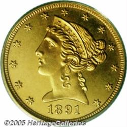 1891 $5 PR64 Cameo PCGS. Of the 53 proofs origina