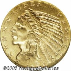 1909-D $5 MS64 NGC. The frosty surfaces display a