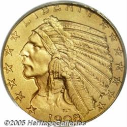 1908 $5 PR65 PCGS. Undoubtedly, the mint did not 