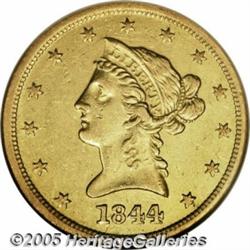 1844-O $10 AU55 NGC. While a relatively common co