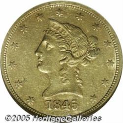 1845-O $10 AU58 NGC. Both the 84 in the date are 