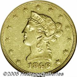 1846 $10 AU55 NGC. The eagle's plumage is bold, a