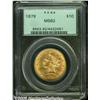 Image 1 : 1879 $10 MS62 PCGS. Peach-gold surfaces reveal ni