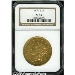 1871 $20 XF45 NGC. An original example with relat
