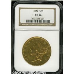 1872 $20 AU50 NGC. A slightly scarcer Type Two do