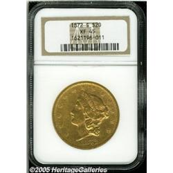 1872-S $20 XF45 NGC. Sharply struck with good rem