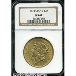 1873 $20 Open 3 MS62 NGC. A second MS62 example o