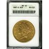 1887-S $20 MS60 ANACS. Subdued yellow-gold surfac