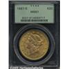 1887-S $20 MS61 PCGS. Green-gold borders surround