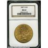 Image 1 : 1887-S $20 MS62 NGC. A lustrous and meticulously 