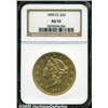 1890-CC $20 AU55 NGC. Peach-gold surfaces reveal 