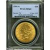 1891-S $20 MS62 PCGS. A pumpkin-gold piece with s