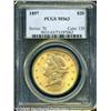 Image 1 : 1897 $20 MS63 PCGS. Soft luster peeks through apr
