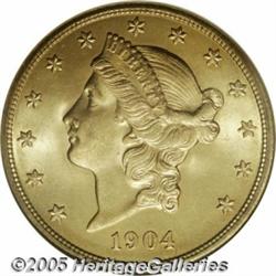 1904 $20 MS65 NGC. Fully defined in all areas, th