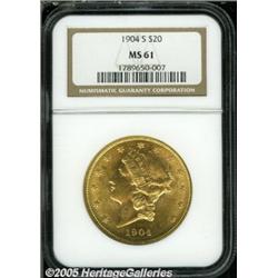 1904-S $20 MS61 NGC. Radiant luster, good color, 