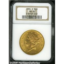 1904-S $20 MS62 NGC. This S-mint is sharply impre