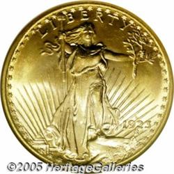 1923-D $20 MS66 NGC. Extraordinary eye appeal, ma