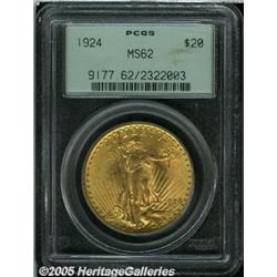 1924 $20 MS62 PCGS. A satiny and original golden-