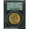 Image 1 : 1924 $20 MS62 PCGS. A satiny and original golden-