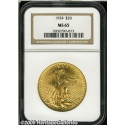1924 $20 MS65 NGC. This lovely Gem has potent lus