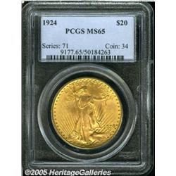 1924 $20 MS65 PCGS. Radiant mint luster and surfa