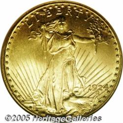 1924 $20 MS66 NGC. With intense, frosty luster an