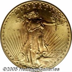 1925 $20 MS66 PCGS. Dazzling, intensely lustrous 