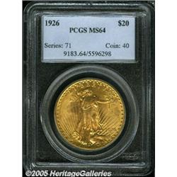 1926 $20 MS64 PCGS. This is a fully brilliant and