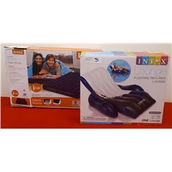 INTEX LOUNGE FLOATING RECLINER AND QUEEN SIZED AIR MATTRESS