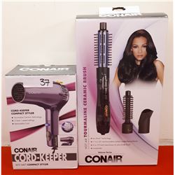 CONAIR CORD KEEPER HAIR DRYER & TOURMALINE CERAMIC BRUSH