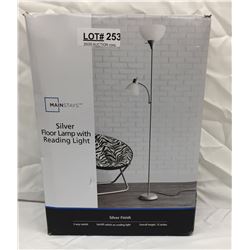 MAINSTAYS SILVER FLOOR LAMP WITH READING LIGHT