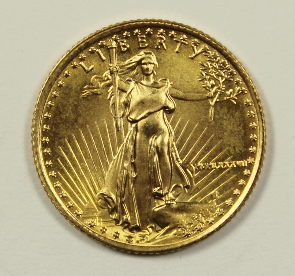 BU 1987 American Gold Eagle 1//10 oz $5