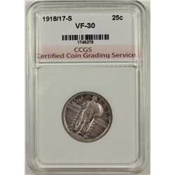 1918/17-S STANDING LIBERTY QUARTER. VF