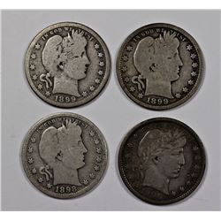 BARBER QUARTERS: 1898-S GOOD, 1899 G/VG,