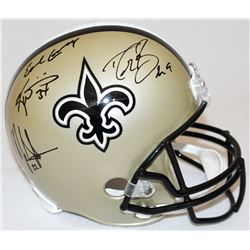 Drew Brees, Earl Campbell, Mark Ingram  Ricky Williams Signed Saints Full-Size Helmet (JSA COA  Bree