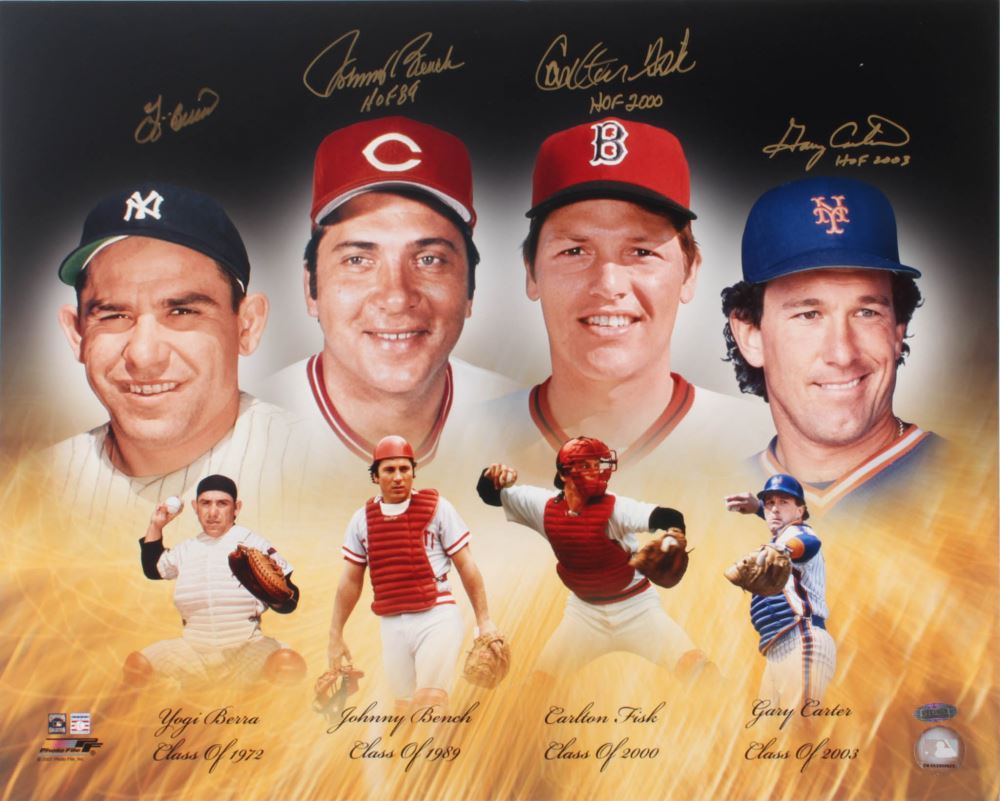 Hall Of Fame Catchers 16x20 Photo Signed By 4 With Yogi Berra